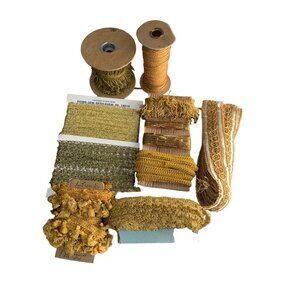 Assorted Vintage Gold & Yello Trim Fringe & Lace Lot 13+ Yards For Sewing & Craf